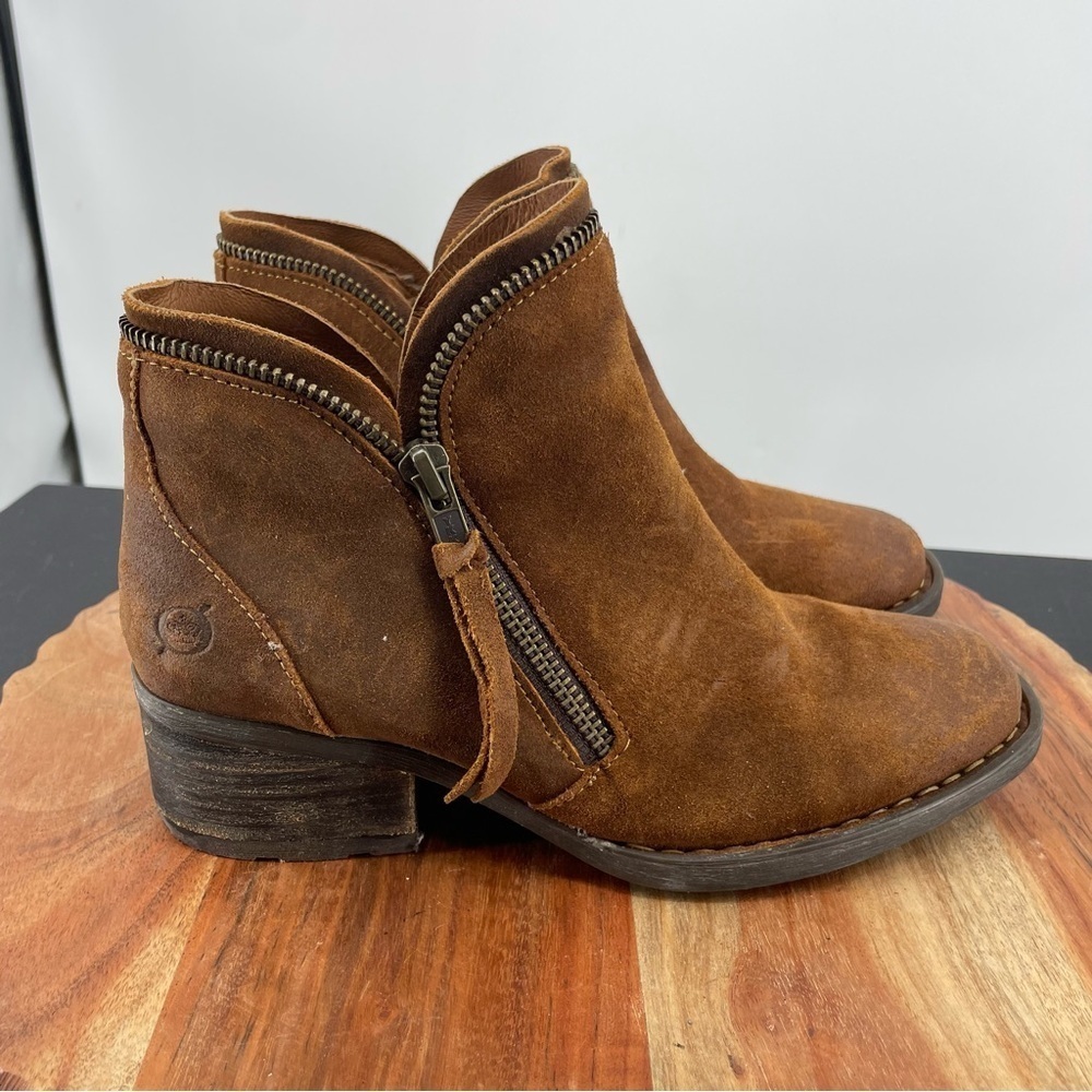 Born montoro II‎ Distressed Suede ankle Booties Leather Boots brown Sz 5